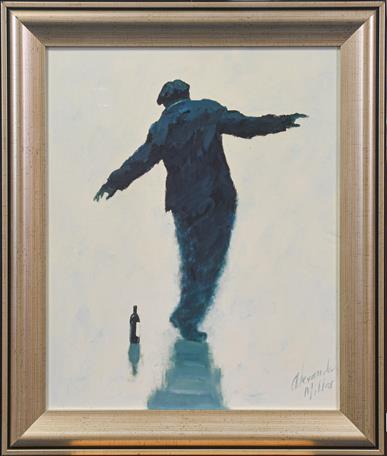 Alexander Millar (b.1960) Scottish ''Tightrope'' Signed, embellished print on board, 47cm by 38. - Image 2 of 2