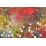 Aleah Koury (b.1952) Misty garden Signed, mixed media, 61cm by 91cm Artist's Resale Rights/Droit