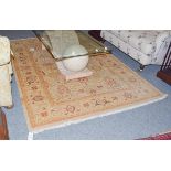 Garrus design rug, the ivory lattice field of flowers and vines enclosed by samovar motif borders,