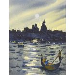 Eric H Hill (1921-2021) Venice by moonlight Signed, watercolour, together with a further view of