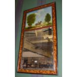 A 19th century pier glass with faux tortoiseshell painted frame, the bevelled plate beneath a