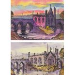 Eric H Hill (1921-2021) ''Chantry Bridge'', Wakefield Signed, ink and watercolour, together with a