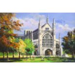 Csilla Orban (Contemporary) ''Winchester Cathedral'' Signed, oil on canvas, 61cm by 92cm Artist's