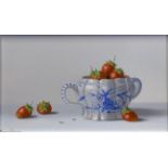 Johannes Eedermans (1950) Dutch Still life of strawberries Signed, oil on panel, 16cm by 28cm