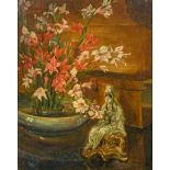 Paul Greville Hudson (1876-1960) Still life of flowers and Chinese figure Signed, oil on canvas,