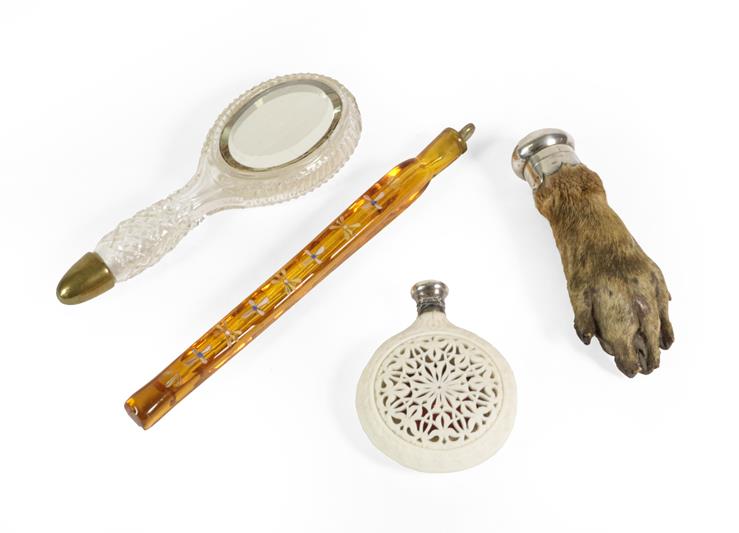 A Victorian Silver-Mounted Otter Paw Scent-Bottle, The Silver Mounts With Worn Maker's Mark, London,