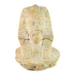 A Carved White Marble Bust of a Pharoah, in classical style, wearing typical headdress, 13cm high; A