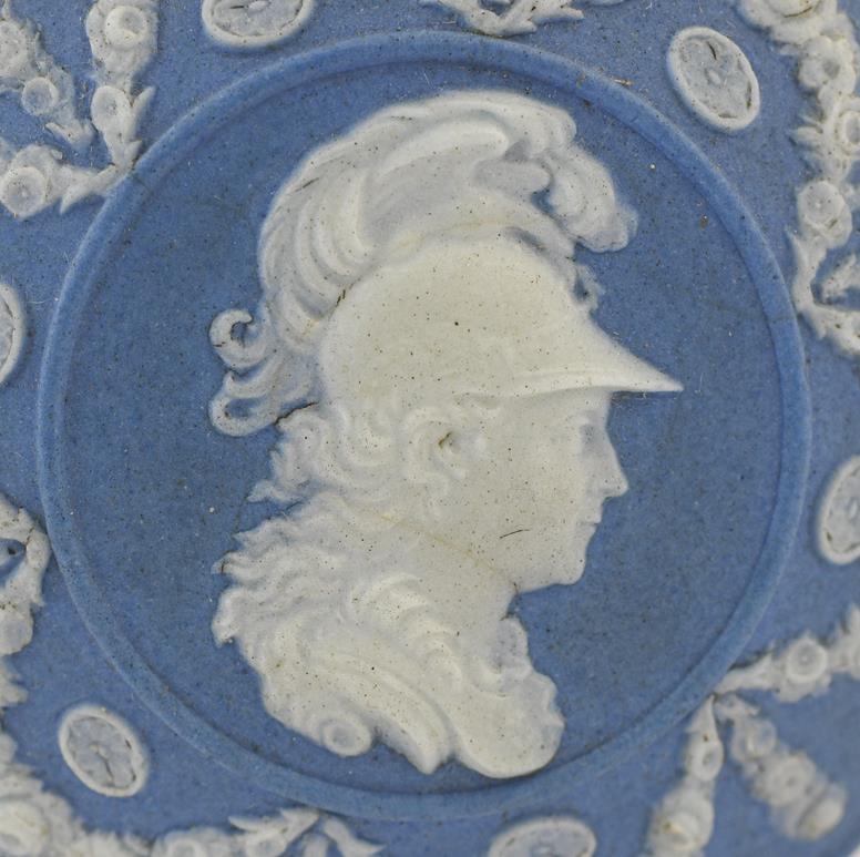 A George III Wedgwood Gold-Mounted Jasperware Scent-Bottle, Etruria, Circa 1780, circular, one - Image 3 of 8