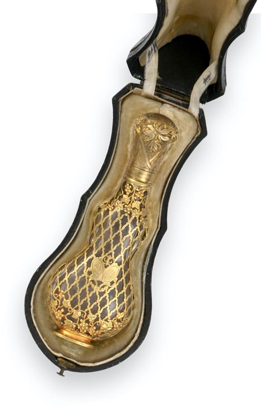 A French Silver-Gilt and Clear Glass Scent-Bottle, With French Control Mark for Small Articles, Late