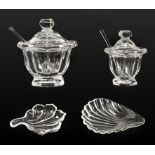 A Set of Four Baccarat Glass Shell Dishes, 20th century, etched marks, 15cm long; Four Similar