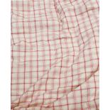 A Pair of Ralph Lauren Cream Linen Curtains, with pink check lining and inter-lined, 260cm by 194cm,