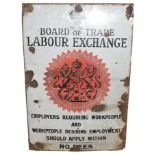 An Edward VII Board of Trade Labour Exchange Enamel Sign, with Royal monogram and arms and inscribed