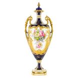 A Royal Crown Derby Vase and Cover, by Albert Gregory, 1920, of baluster form with twin leaf