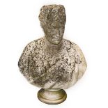 William Brodie: A White Marble Bust of a Lady, her hair up, wearing a décolleté dress, on a circular