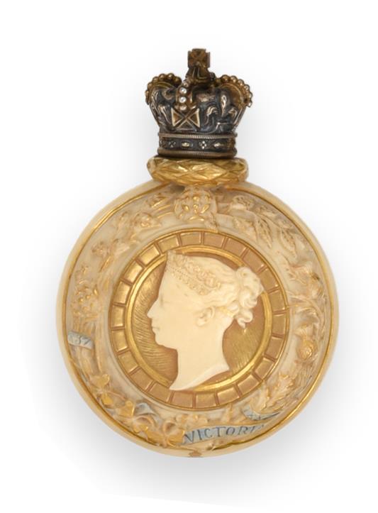 A Royal Worcester Porcelain Scent-Bottle With Gilt Plate Mount, Design Registration Number 56943,
