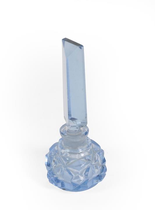 Three Glass Scent-Bottles, comprising: a gilt-heightened blue glass example, 19.5cm high; a cased - Image 4 of 4