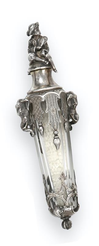 A French Silver-Mounted Cut-Glass Scent-Bottle, Maker's Mark G over J With A Device Between, Circa