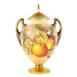 A Royal Worcester Porcelain Vase and Cover, by Alan Telford, 2nd half 20th century, of ovoid form
