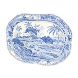 A Spode Pearlware Indian Sporting Series Platter, circa 1820, printed in underglaze blue with the