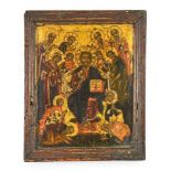 Greek School (19th century): An Icon Depicting Christ Pantocrator, surrounded by the twelve