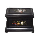 A GIUS E MONTELATICI Pietra Dura Mounted Ebonised Casket, 19th century, of rectangular form, set