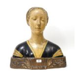 After Francesco Laurana (c.1430-1502): A Polychromed Terracotta Bust of a Lady, possibly Ippolita
