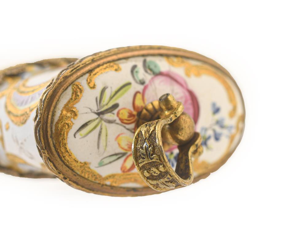 A George III Gilt-Metal Mounted Enamel Etui With Scent-Bottle, Probably South Staffordshire, Circa - Image 7 of 9