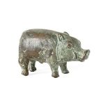 A Bronze Figure of a Chinese or South-East Asian Boar, in Archaic style, naturalistically modelled