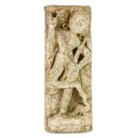 A South East Asian Carved Marble Bas-Relief Figure, probably 18th/19th century, as a standing lady