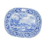A Dillwyn & Co Swansea Pearlware Platter, circa 1825, printed in underglaze blue with the Ladies