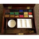 A George Rowney & Company Mahogany-Cased ''BOX OF COLORS'', with fitted interior and earthenware