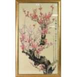 Chinese School (early 20th century) Flowering prunus branches Inscribed in black and with red