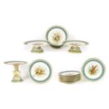 A Royal Worcester Porcelain Dessert Service, 1876, painted with sprays of flowers within a light