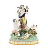 A Frankenthal Style Porcelain Figure Group, late 19th/early 20th century, as a goddess standing a