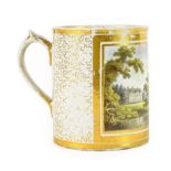 A Chamberlain's Worcester Porcelain Mug, circa 1810, painted with Hillingdon House, Middlesex on a