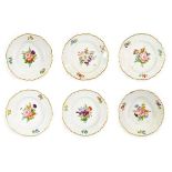 A Set of Six Meissen Style Porcelain Soup Plates, 19th century, painted with flowersprays and