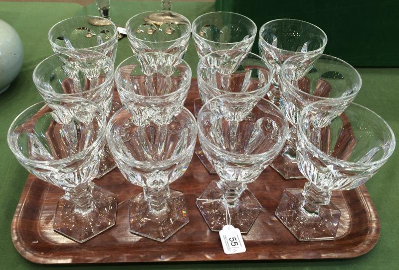 A Set of Twelve Baccarat Harcourt Pattern Red Wine Glasses, 20th century, etched marks, 15.5cm high. - Image 3 of 7