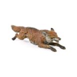 An Austrian Cold Painted Bronze Fox, early 20th century, naturalistically modelled and painted,