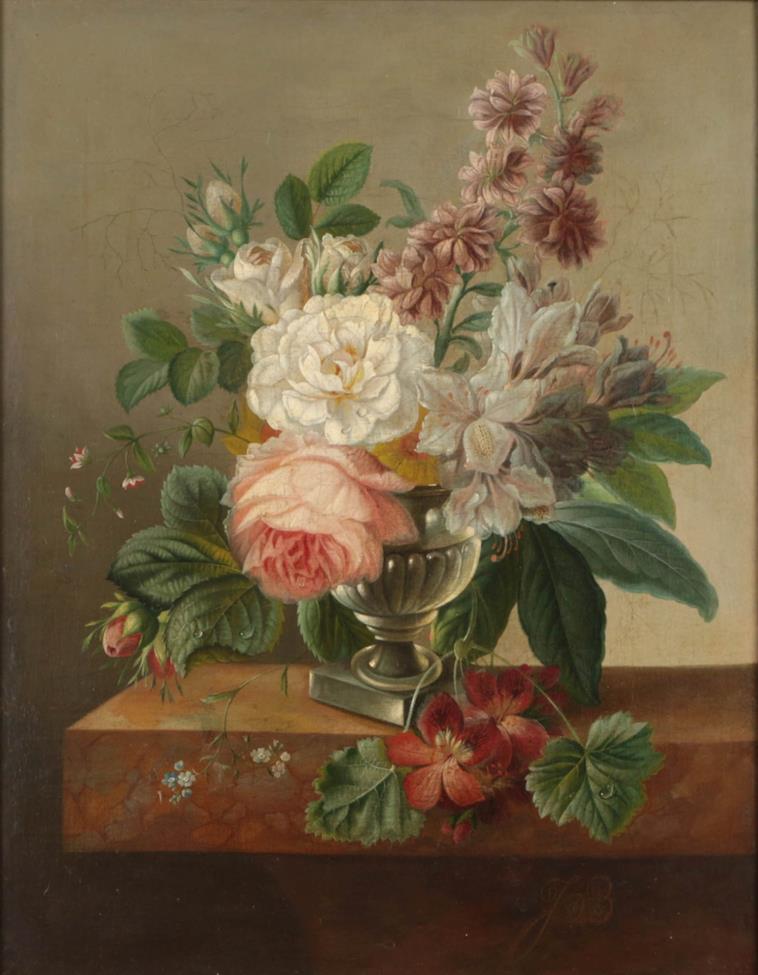 French School (Late 19th century) A still life of assorted flowers Initialled JB, oil on canvas, - Image 2 of 2