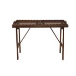 An Anglo-Indian Carved Hardwood Folding Table, late 19th/early 20th century, of rectangular form