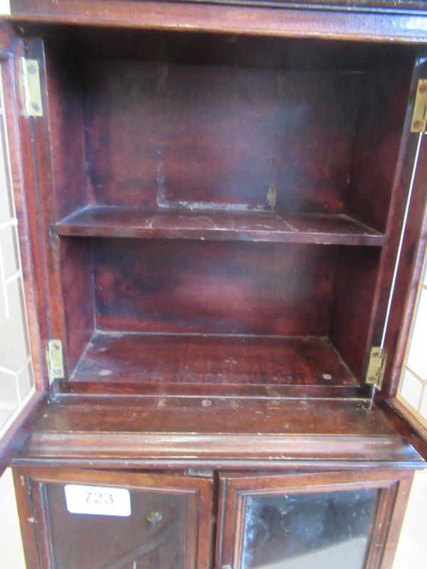 A Miniature Mahogany Bookcase, 20th century, in George III style, the broken swan neck pediment - Image 6 of 9