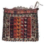 Unusual North West Persian Bag Face, circa 1900 The field of polychrome bands of geometric devices