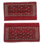 Pair of Yomut Chuvals East Caspian Region, circa 1900 Each with a blood red field and nine güls
