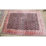 Khorasan Carpet East Iran, circa 1940 The field with an allover design of boteh enclosed by coral