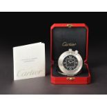 A Stainless Steel Alarm Travelling Timepiece, signed Cartier, ref: 2876, circa 2007, quartz