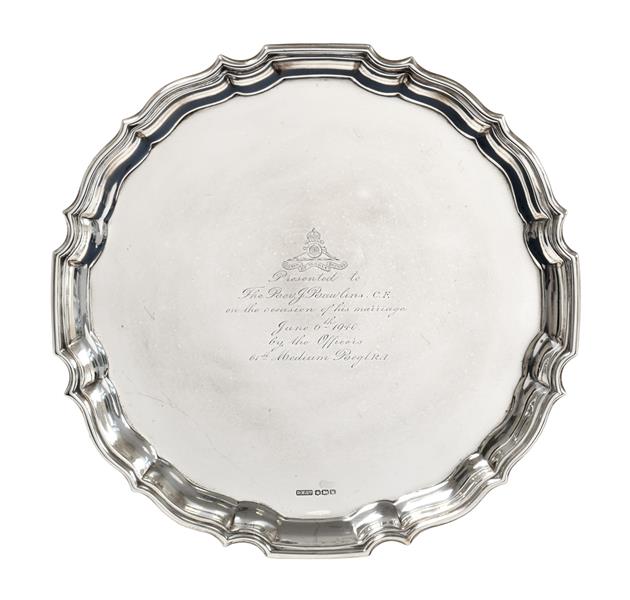 A George VI Silver Salver, by Deakin (Silversmiths) Ltd., Sheffield, 1939, shaped circular and on
