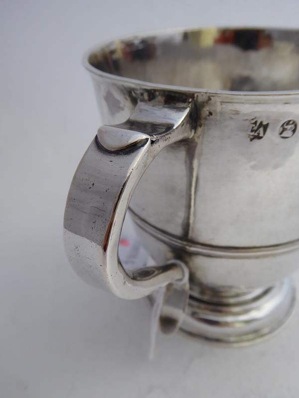 A Queen Anne Provincial Silver Two-Handled Cup, by John Langwith, York, 1709, inverted bell-shaped - Image 4 of 10