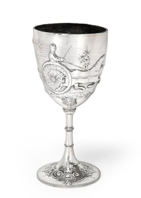 A Victorian Silver Goblet, by Augustus George Piesse, London, 1865, the bowl tapering and on trumpet