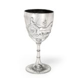 A Victorian Silver Goblet, by Augustus George Piesse, London, 1865, the bowl tapering and on trumpet
