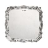 A George V Silver Salver, by Charles William Fletcher, Sheffield, 1927, shaped square and on four